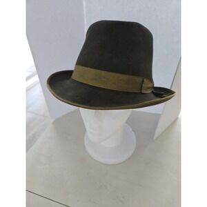 Vtg Beaver Fur Hat Fedora Genuine Dk Brown Satin Bnd Sz Large 23 Circumference
